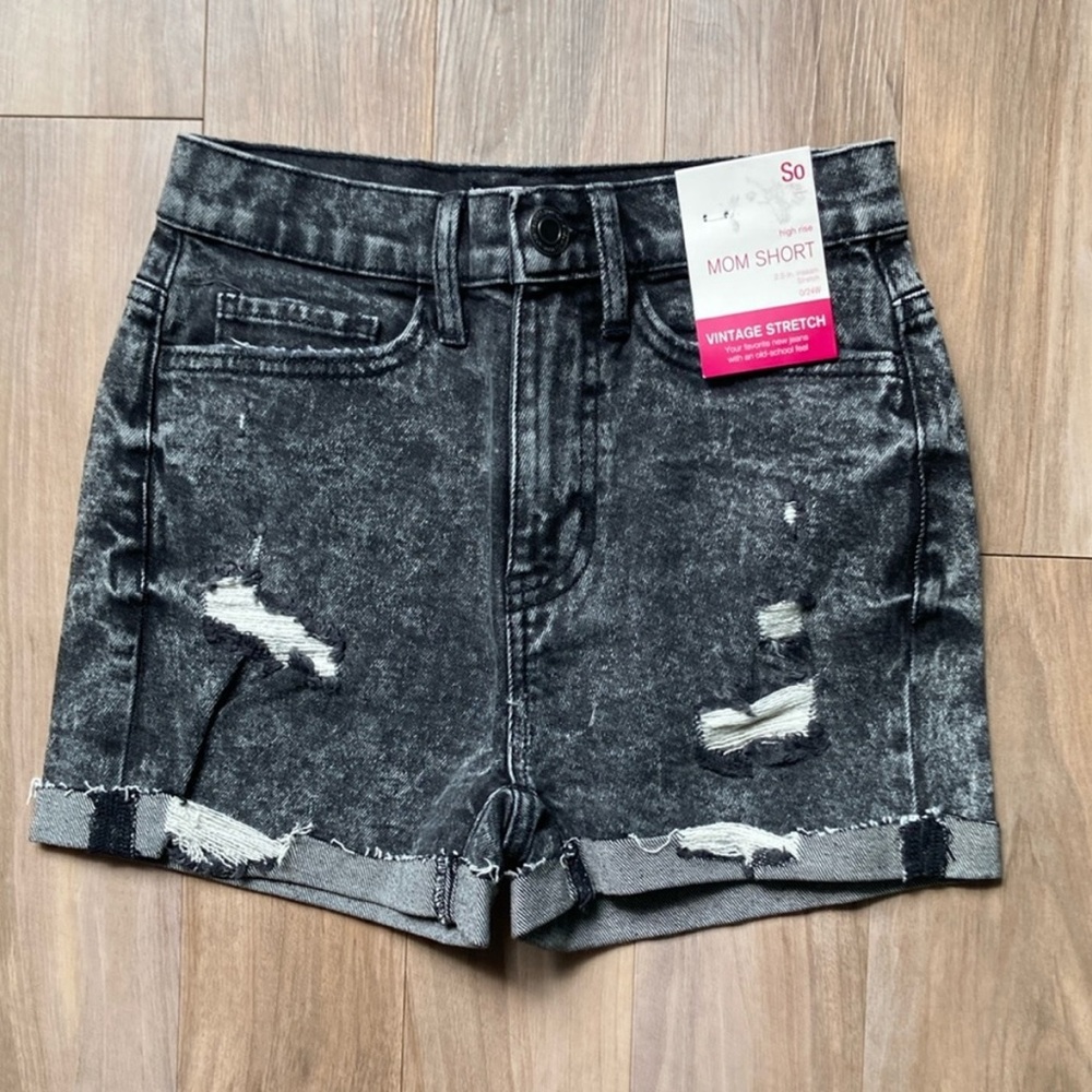 SO high rise MOM short vintage stretch distressed denim 0 / 24